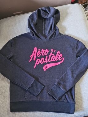 Aeropostale Navy Hoodie with Pink Script Logo